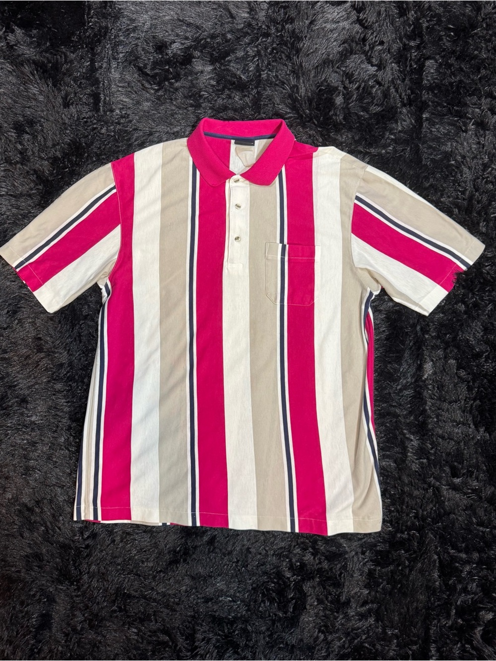 Vintage Pink Striped Polo 90s